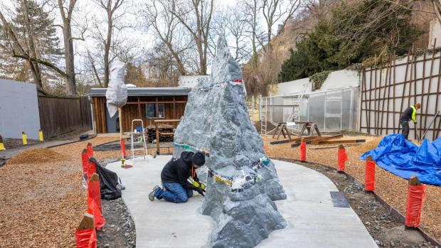 The model of Ball's Pyramid was created using a 3D printer at a scale of 1:200, and its height is 2.8 metres. The actual pyramid is 562 metres tall. Photo: Miroslav Bobek, Prague Zoo