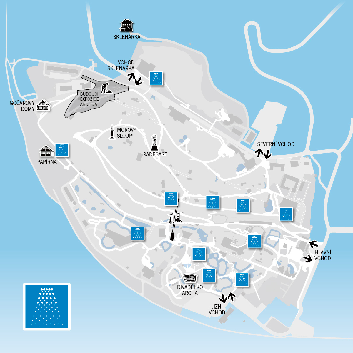 Mapa mlžítek v Zoo Praha.